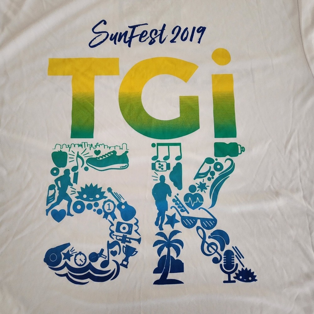 Sunfest 2019 TGI 5K Port &‎ Co White Performance T-Shirt Adult L
